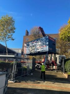 temporary boiler installation at Stoke Newington School