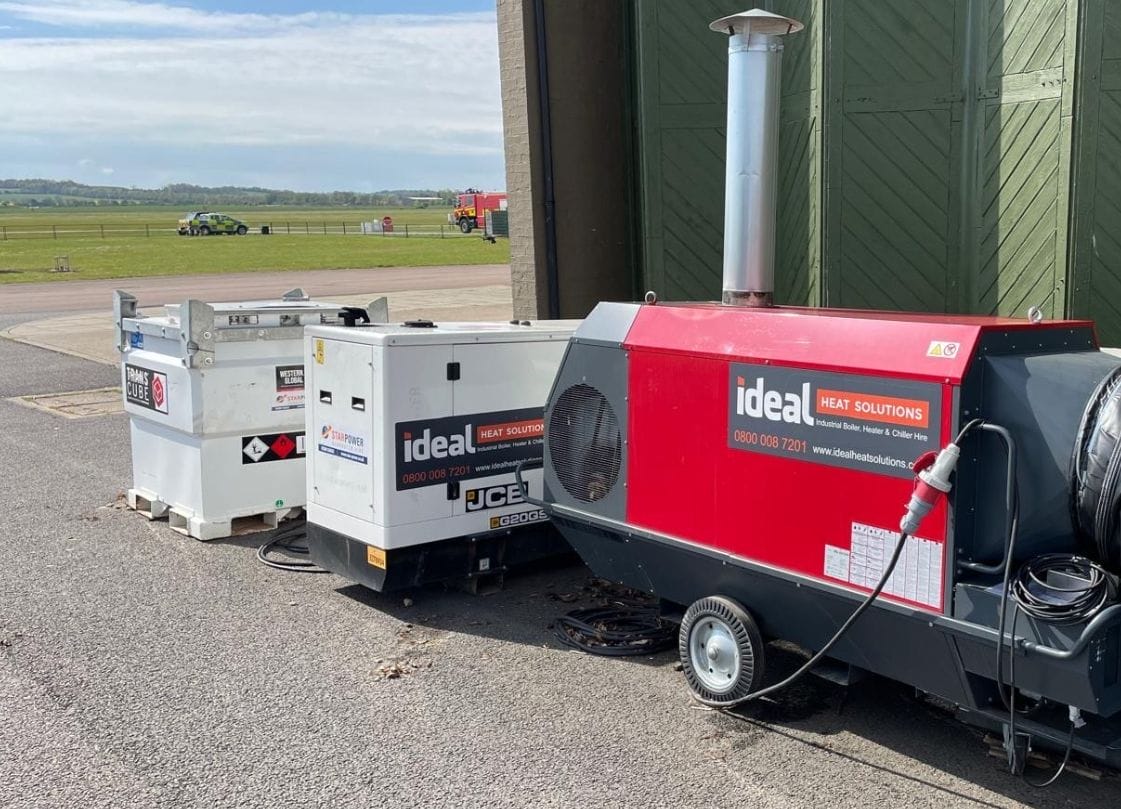 indirect oil fired heater, temporary heating, heater hire UK